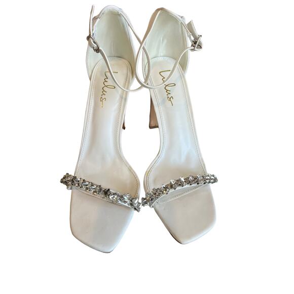 Lulus White Crystal Studded Strappy Sandals 9 - Picture 2 of 7